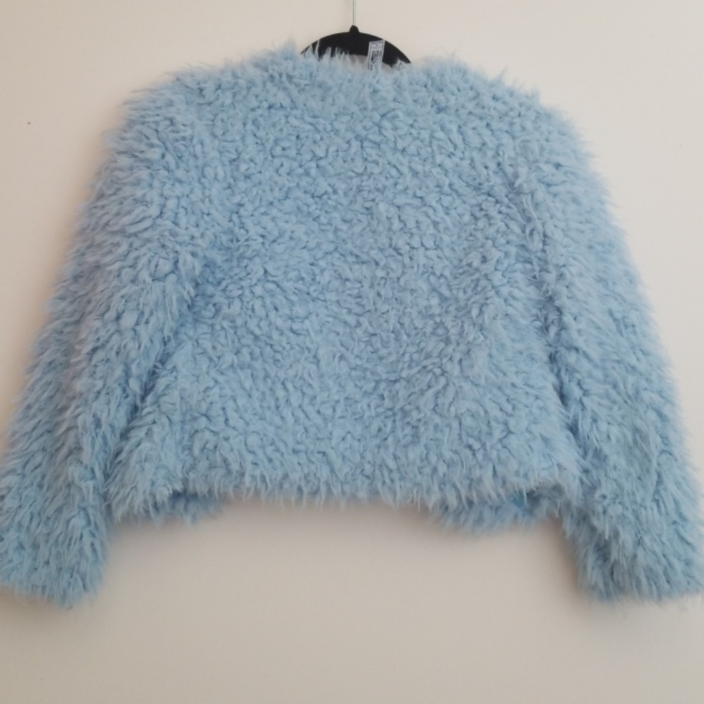 Baby Blue Faux Fur Jacket - Picture 3 of 3